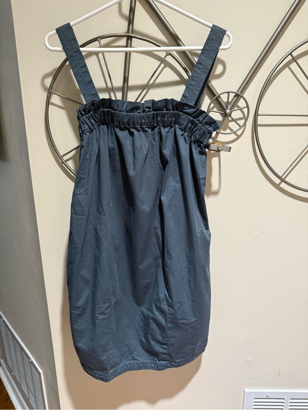 Everlane The Paperbag Organic Cotton Convertible Straps Dark Slate Blue Size S